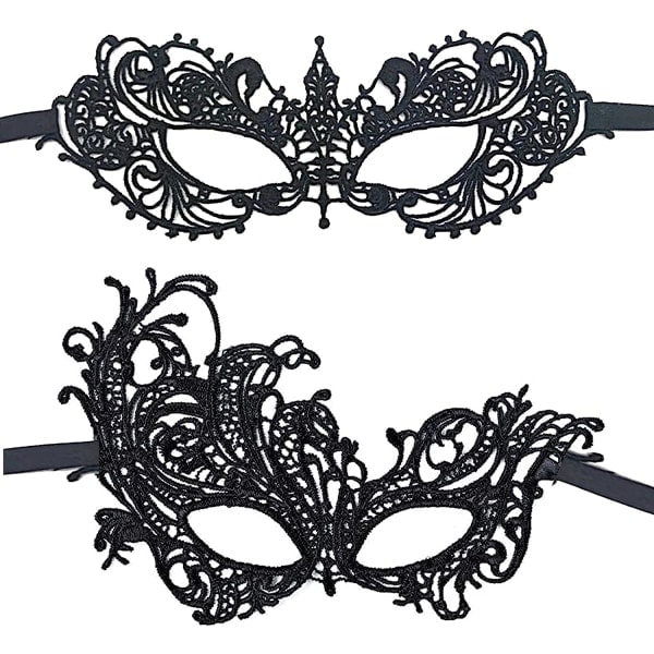 Sexig Maskerad Mask för Kvinnor, Spetsmask, Halloween Maskeradfest Halvmask 2 Stycken