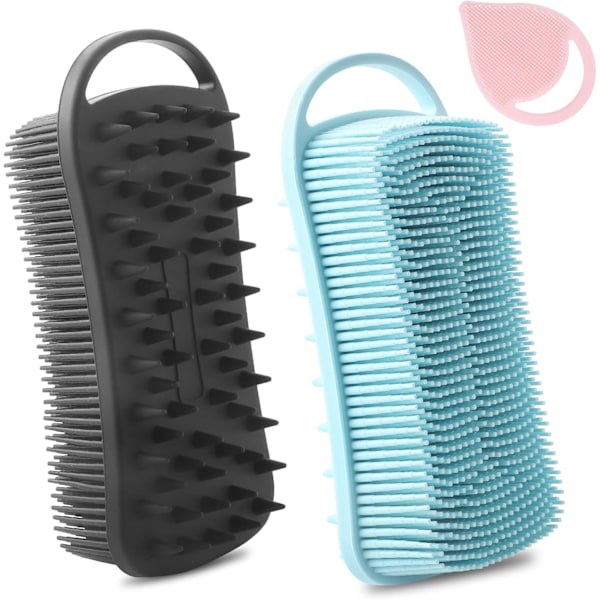 2PCS Silicone Body Scrubber, Soft Body Brush with Face Cleaning Scrubber Exfoliating Shower Brush Face Skin Massage Tool for Women Men