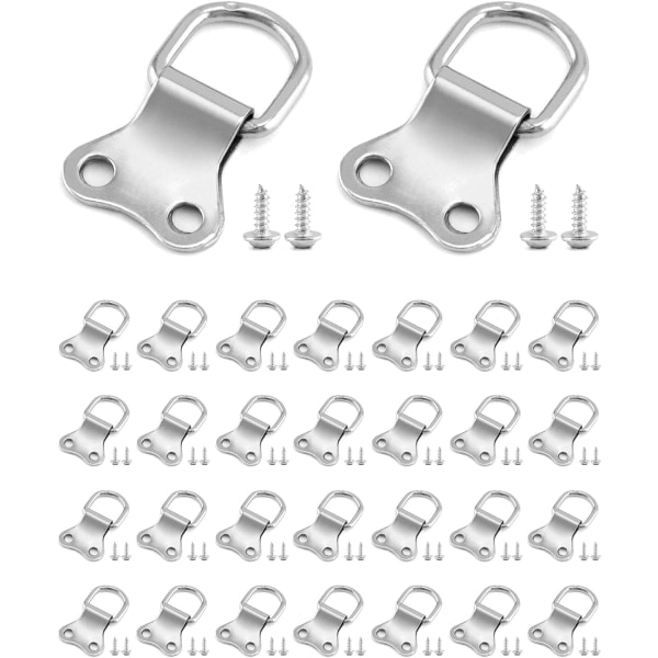 30 stk. D-ring oppheng, D-ring bildeoppheng med skruer, for fotorammeoppheng vegg DIY brakett