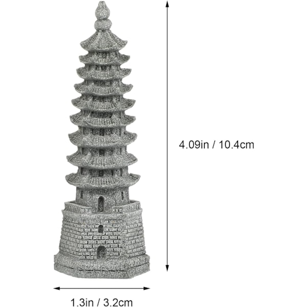 2 stk. Mini Pagode Statue Zen Miniature Pagode Hexagon Figur DIY Mikrolandskab Fe Have Dukkehuse Ornamenter