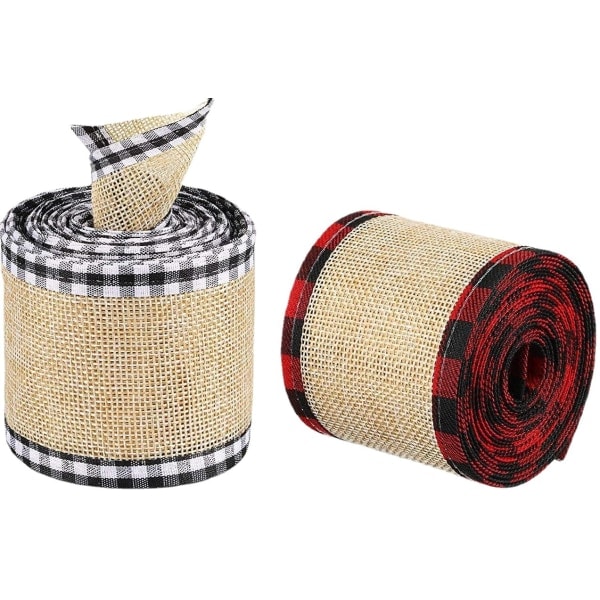 2 stykker falsk burlap jule-sløyfebånd for jul