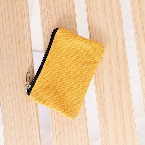 Liten Canvas Myntplånbok Plånbok Zip-Väska Pengapåse Väska för Kvinnor Män Barn Yellow