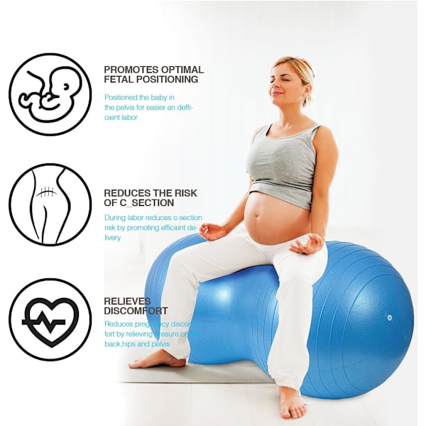 Fitnessbold, Peanutbold, Træningsbold, Yogabold, Pilatesbold, Core Træningsbold og Fysioterapi Bold, Blå 90cm x 45cm