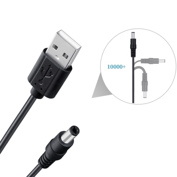 Universal 5V til strøm USB til DC 5.5x2.1mm 3.5mm 4.0mm 4.8mm 6.4mm adapter til opladningsledning Velegnet til vej