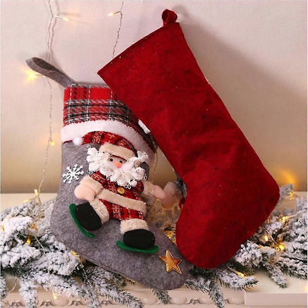 Julestrømpe Julemannsekk Gave Godteripose Julestrømper Julepynt Juletrepynt Jul Nyttår 2024 snowman 40x24cm