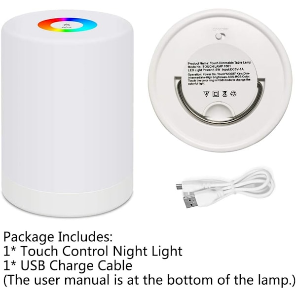 LED Natlampe, Smart Sengelampe, Justerbar Kontrol, USB Genopladelig, Bærbar, til Børn, Soveværelse