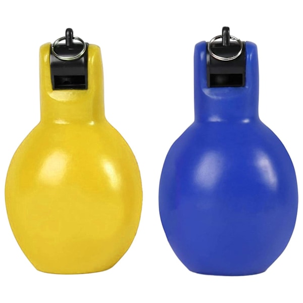 2 Stycken Handpress Visselpipor Högljudda Sportvisselpipor för Vandring Inomhus Utomhus gul och röd yellow and blue 12cmx6.5cm