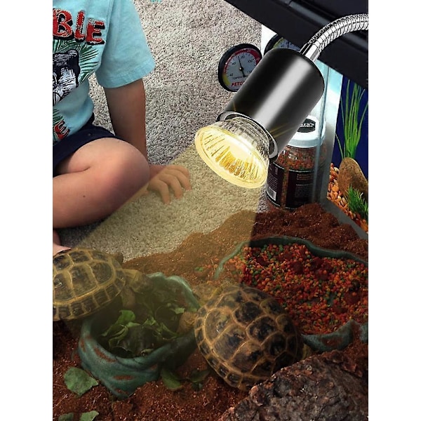 Reptil Lampe med UVB + UVA, Clip-on Keramisk Holder til Skildpadde Solbadning og Opvarmning, Firben Belysning White A3