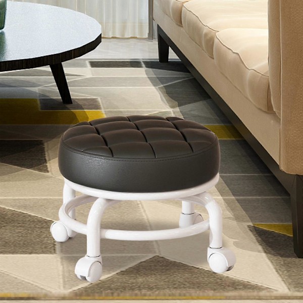 360° Roterande Rullpall Hushållspall Flyttbar Pall Lågt Buller Remhjul Låg Pall Universella Svängbara Hjul För Kök Hem Black 30cmx28cmx6cm