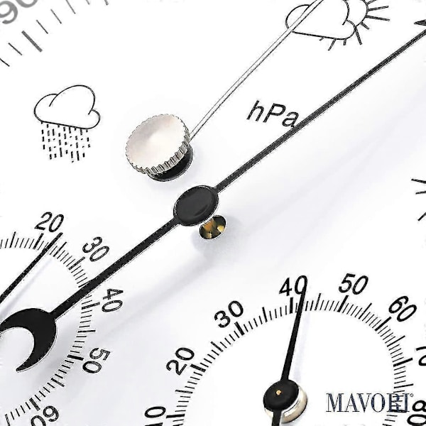 Analog Indendørs/udendørs Vejrbarometerstation Rustfrit Stålstel Inkluderer Barometer, Hygrometer og Termometer Flerfarvet Valgfri White