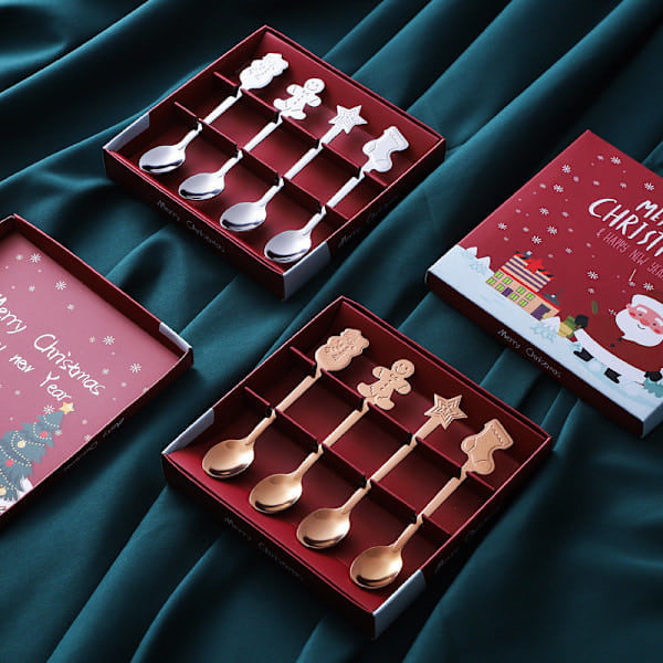 Gaveeske Rose gull Kaffeskje i rustfritt stål Kreativ Høy kvalitet bestikk Dessert kakeskje Juleskje A