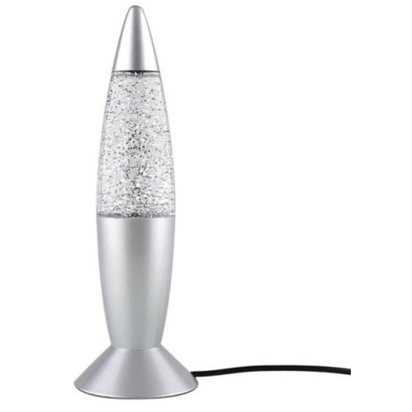 Lava lampe med glitter, skinner i flere forskellige farver Sølv