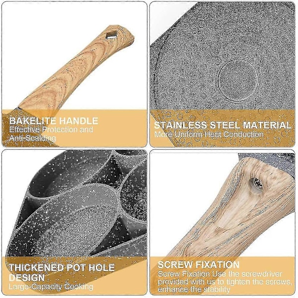 Æggepande, non-stick pandekagepande æggepande med 4 huller stegt æggepande pandekage maker til induktion