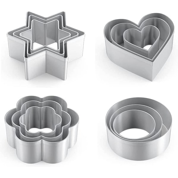 Metallkakformar Set - Stjärnkakform Rostfritt Stål Rund Kakskärare Hjärta Små Stjärnkakformar Mini Blomformar Skärare för Bakning