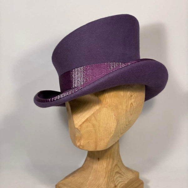 Asymmetrisk Topphatt Ullhatt Dame Herre Unisex Hatt Steam Punk Hatt Topphatt Mote Bånd Dekorativ Hatt Dekk Hode For Menn-yu Purple One Size
