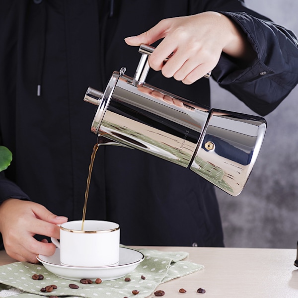 Maple italiensk kaffemaskine i rustfrit stål, espressomaskine, 6 kopper, 300 ml, induktions Moka-kande.