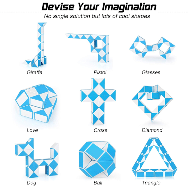 Magic Snake -kuutio, 24 osaa 3D-palapelilelu, sininen