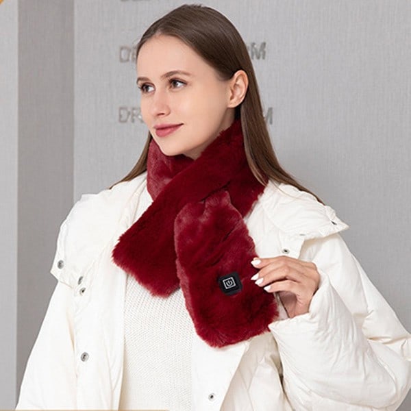 Elektrisk oppvarmet skjerf, skjerf USB oppvarmet skjerf elektrisk varmeskjerf 3 temperaturer varmekompress varmt skjerf red