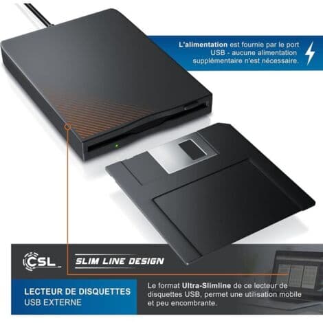 3,5-tommer (8,89 cm) USB Ekstern FDD Diskettestation, 1,44 MB Kapacitet, Plug-and-Play til PC og Mac