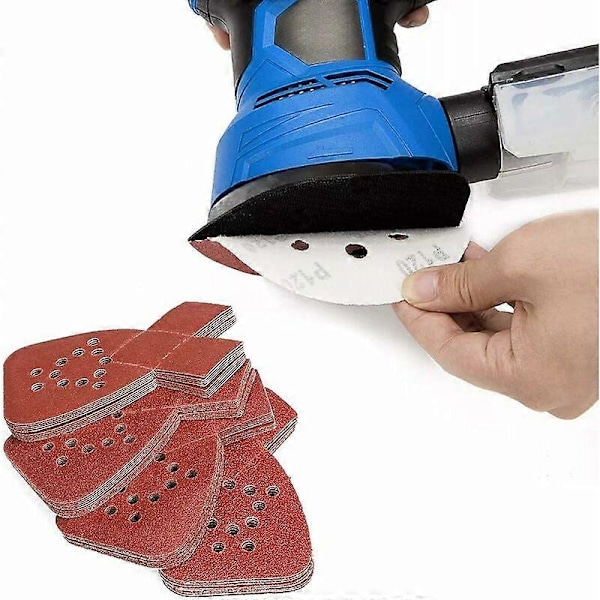 40 hiomapaperiarkkia hiomahiirelle Black and Decker Detail Palm Sander -hiomakoneeseen, kaikki karkeudet 40 sekalaista karkeutta pakkaus 40 60 80 120 karkeutta 12 reikää