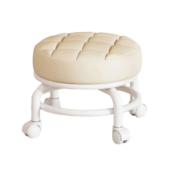 360° Roterande Rullpall Hushållspall Flyttbar Pall Lågt Buller Remhjul Låg Pall Universella Svängbara Hjul För Kök Hem Beige 30cmx28cmx6cm