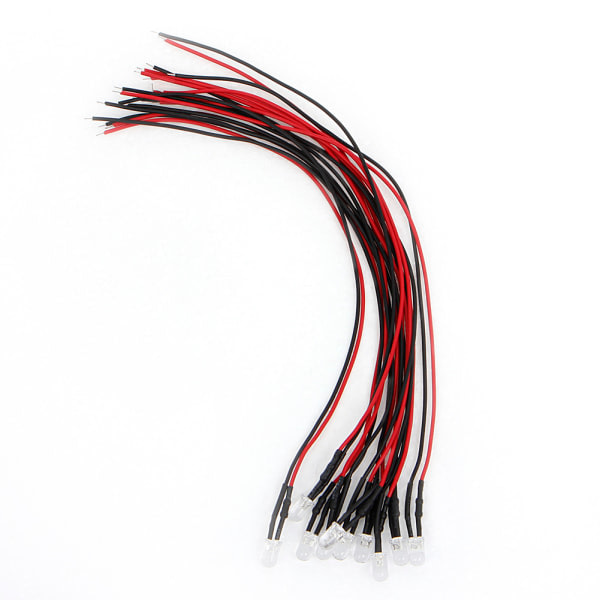 10 stk DC12V 5mm LED-lys Forhåndstilkoblet LED-lys Små 18 cm lange Optoelektroniske lys Røde