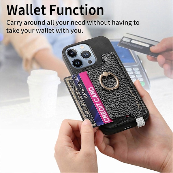 B5 iPhone 16 Pro Max -kotelo 2-in-1 Magneettinen irrotettava korttipidike Nahka + TPU Puhelimen suojus - Musta Black