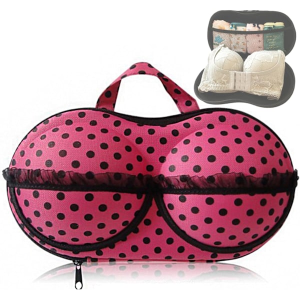 Resväska för behå och underkläder med dragkedja, bärbar behåförvaringsväska med nät, researrangör för underkläder för bagage, dambehåar, bikinier Rose Red