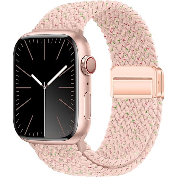 Yhteensopiva Apple Watch -hihnan kanssa, Elastinen magneettinen nylonhihna iWatch-sarjalle miehille ja naisille Starry Pink 38/40/41mm