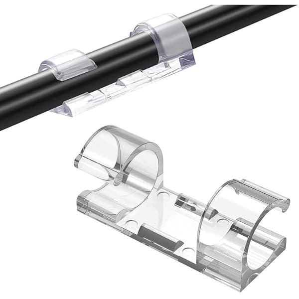 2 kabelholdere, klips for 5 kabler hver, kabelhåndtering