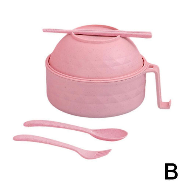 Ramen-kulhosetti Mikrossa Käytettävä Ramen-keitin Pikamuhenkulho Tikkujen Kanssa pink