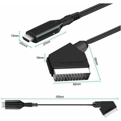 SCART til HDMI-omformer lyd-videoadapter for HDTV/DVD/dekoder/PS3/PAL/NTSC Starlight - RW spenningsomformer