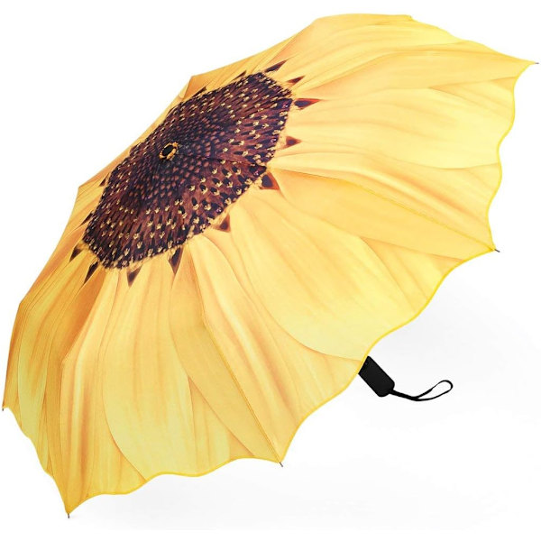 1 stk Vindtæt Rejse Paraply - Letvægts Automatisk Kompakt Foldbar Paraply Blå Himmel Design Yellow