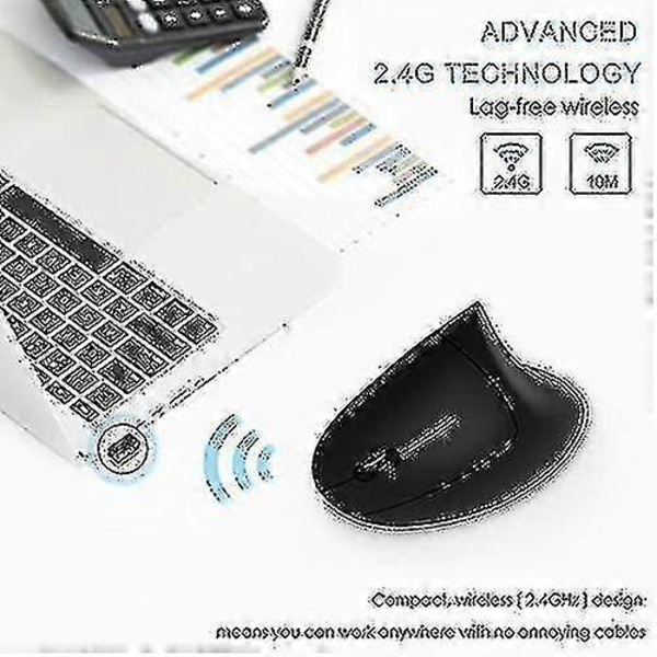 Vänsterhänt Mus, Vertikal Ergonomisk Mus, trådlös 2.4g Usb Vänster Lefty Ergonomisk Vertikal Mus, Mindre Ljud - Svart (65% rabatt)_EP28