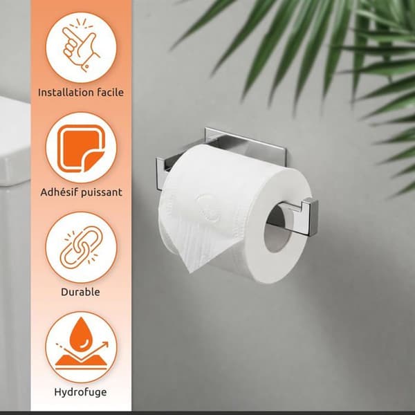 Toiletpapirholder - 1 stk. - 304 Forkromet Rustfrit Stål - Klæbende Montering Uden Boring - P