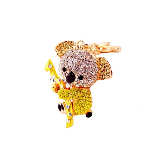 Koala Nyckelringar med Strass, Kristall Nyhet Djur Nyckelring Koala Björnen Legering Strass Kristall Metall Hänge Liten Present, 1pcD- yellow
