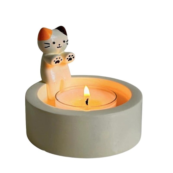 Cartoon Kitten Candle Holder Kitty Warming Its Paws Cute Scented Aromatherapy Holder Women Girl Gift Cat Lover Choice, No Candle