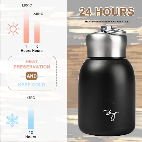Isolerad vattenflaska Bärbar Mini Flask Läcksäker Vakuumdryckesflaska för Hem, Utomhus, Resor, Sport, 300ML