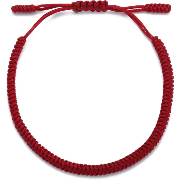 Handgjord tibetansk lyckobringande armband för kvinnor, män, tonåringar, justerbar storlek vänskapspresent handgjord rep flätat chakra armband Dark Red