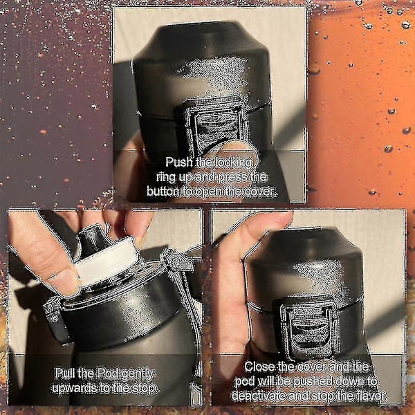Vattenflaska med luftarom - Smakpods för att dofta upp vattenkoppen - Ny sportvattenflaska - Utomhusidrott - Fitness - Mode - Smaker - Vattenkopp 1X Random Scent Rings Clear Black