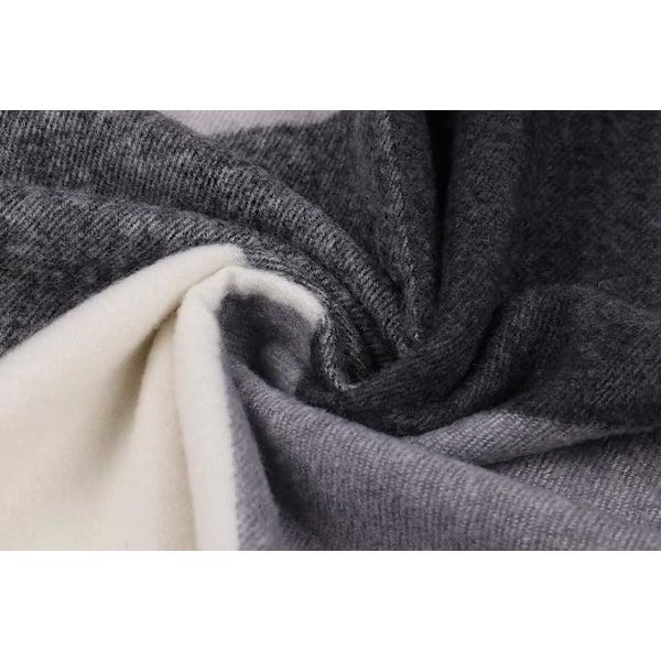 Myk Kvinner Cashmere Ull Sjal Stor Pashmina Sjal og Wrap Varmt Stjål Teppe Black&grey