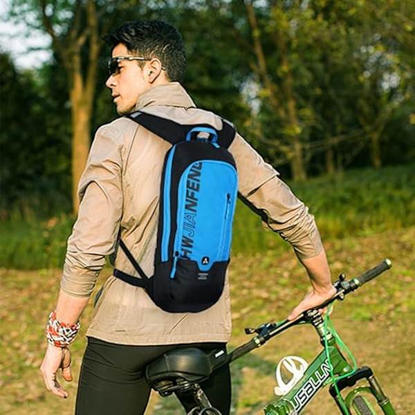 Cykelrygsæk, Vandafvisende Åndbar Cykelrygsæk, 10L Mini Ultralet Cykelrygsæk Sporttasker Gave til Fitness Løb Vandreture Ski Blue