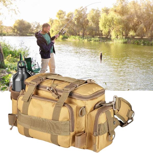 Fiskeväska, Enkelsidig Havsfiskeutrustningsväska Tackleförvaringsryggsäck, Kamouflage Utomhus Bärväska Vandringsresa Pack, 40 * 28 * 20CM Yellow