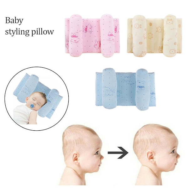 Myk baby pute mot deformasjon - Flat hode baby pute pink