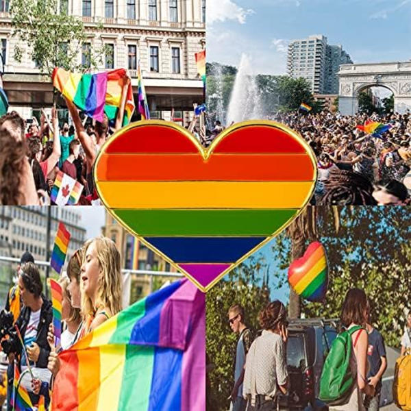 5 kpl Biseksuaalinen ylpeys sydänmuotoinen rintaneula, pinssi, lippu, rintaneula Rainbow 5pcs