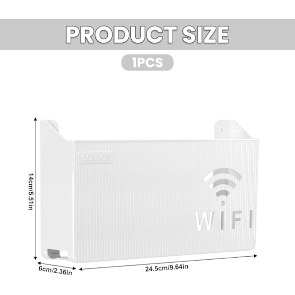 WiFi Router Opbevaringsboks, Væghængt WiFi Opbevaringsboks, Router Opbevaringsshelf, Opbevaringsbokse Shelf til Soveværelse Stue