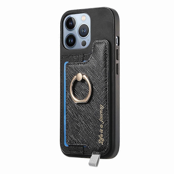 B5 iPhone 16 Pro Max -kotelo 2-in-1 Magneettinen irrotettava korttipidike Nahka + TPU Puhelimen suojus - Musta Black