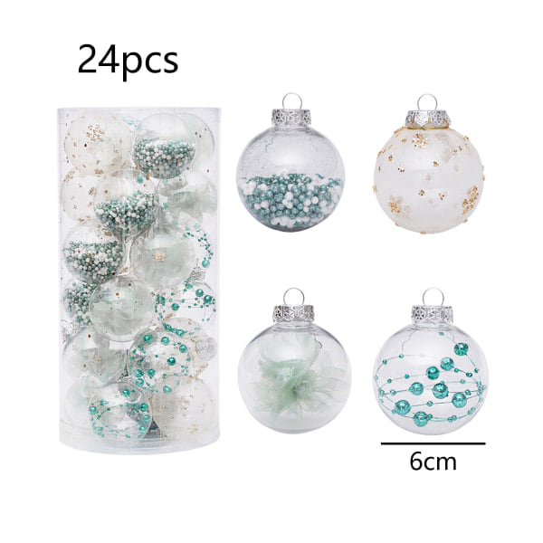 6cm/24 stk Julekule Sett Transparent Kule Malt