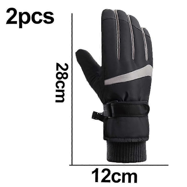 Talvihiihtohanskat miehille ja naisille, ulkoiluun, vedenpitävät, liukumattomat, kosketusnäyttö, S-XL Black S