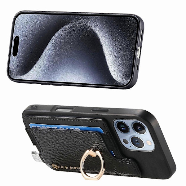 B5 iPhone 16 Pro Max -kotelo 2-in-1 Magneettinen irrotettava korttipidike Nahka + TPU Puhelimen suojus - Musta Black